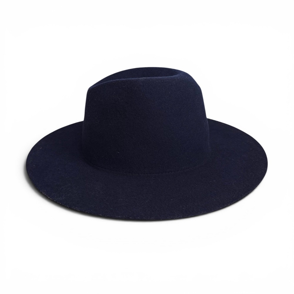 NEW Etudes Studio Fedora Hat Unisex 56 Midnight Navy Wool Felt Wide Brim